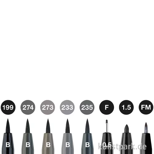 Artikelbild 2 des Artikels “Faber-Castell PITT Artist Pen Brush - 8er Set - Schwarz & Grau “