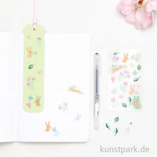 Artikelbild 2 des Artikels “Foliensticker - La Vie en Rose, Blumen + Hasen, 4 Bögen “