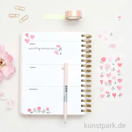 Artikelbild 2 des Artikels “Foliensticker - La Vie en Rose, Herzen + Blumen, 4 Bögen “