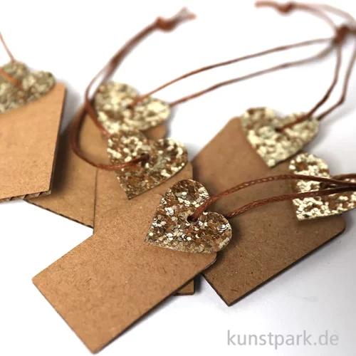 Artikelbild 2 des Artikels “Geschenkanhänger aus Karton mit Herz, Gold, 4,5 x 2,5 cm, 6 Stück “