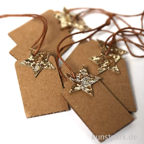 Artikelbild 2 des Artikels “Geschenkanhänger aus Karton mit Stern, Gold, 4,5 x 2,5 cm, 6 Stück “
