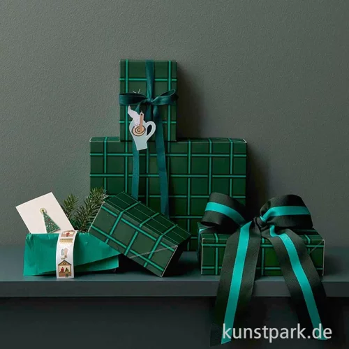 Artikelbild 2 des Artikels “Geschenkschachtel Set - Raster, Grün, 4 Stück “