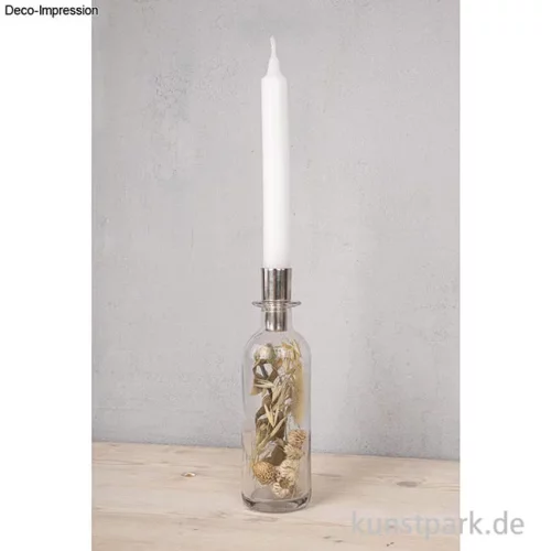 Artikelbild 2 des Artikels “Glasvase mit Trockenblumen + Kerzenhalter für Stabkerze, 5,5 x 18,5 cm “