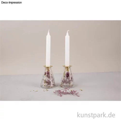 Artikelbild 2 des Artikels “Glasvase mit Trockenblumen + Kerzenhalter für Stabkerze, ø 8 x 12,5 cm “