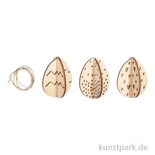 Artikelbild 2 des Artikels “Holz 3D Osterei mit Kordel, Natur, 5,5 x 7 cm, 7-teilig, 3 Stück “