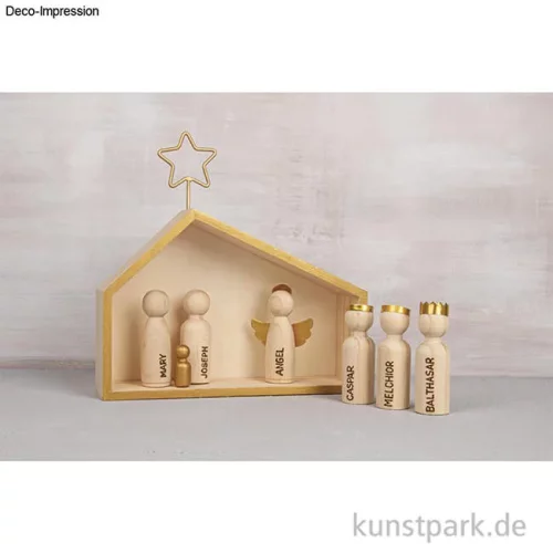 Artikelbild 2 des Artikels “Holz Krippe mit Figuren, Natur, 22 x 5,6 x 21,5 cm, 9-teilig “