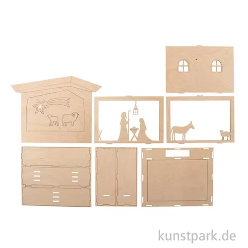 Artikelbild 2 des Artikels “Holzbausatz 3D-Motivrahmen - Krippe, 24 x 24 x 6,3 cm, 13-teilig “