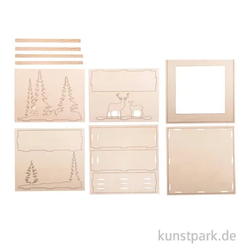Artikelbild 2 des Artikels “Holzbausatz 3D-Motivrahmen - Winterland, 20x20x6,6 cm, 14-teilig “