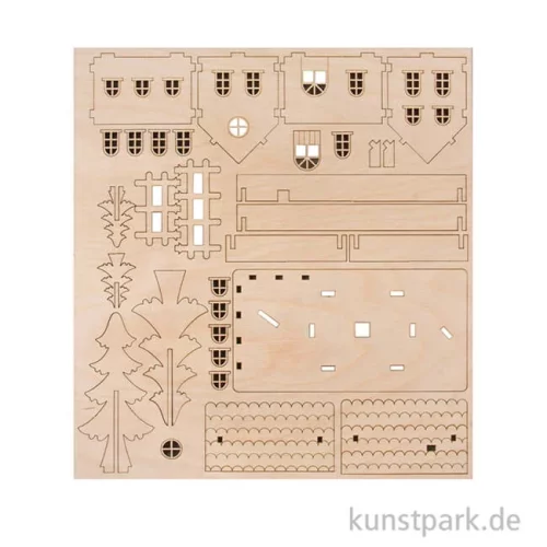 Artikelbild 2 des Artikels “Holzbausatz für 1 Häuschen, 17,5x9,4x14 cm, 30-teilig “
