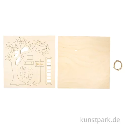 Artikelbild 2 des Artikels “Holzbausatz Miniatur Garten, 3D, Holz, Natur, 22-teilig, 21 x 19,2 cm “