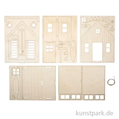 Artikelbild 2 des Artikels “Holzbausatz Strandhaus, Natur, 13,5 x 13 x 18 cm, 36-teilig “