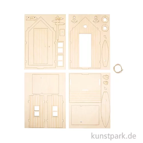 Artikelbild 2 des Artikels “Holzbausatz Strandkabine, Natur, 10,5 x 9,6 x 17,3 cm, 24-teilig “