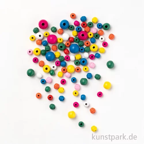 Artikelbild 2 des Artikels “Holzperlen rund, 84 Stück - farbig sortiert “