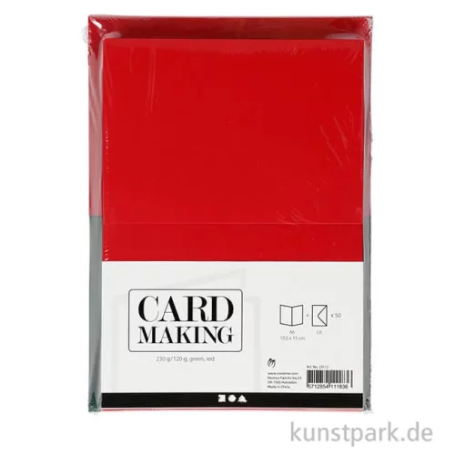 Artikelbild 2 des Artikels “Karten und Kuverts - Grün-Rot, 10,5x15 cm, 50 Sets sortiert “
