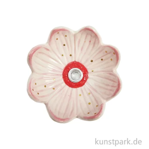 Artikelbild 2 des Artikels “Kerzenhalter Blüte, Keramik, Rosa, Gold, 4,4 x 9 x 9 cm “