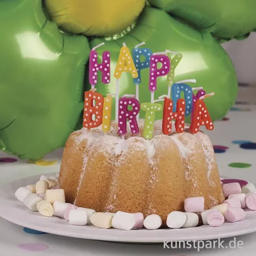 Artikelbild 2 des Artikels “Kerzensticks HAPPY BIRTHDAY, 1,5x7,7 cm, 13 Stück sortiert “