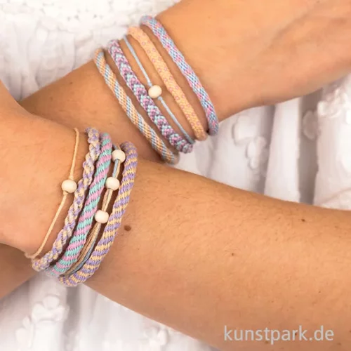 Artikelbild 2 des Artikels “Kumihimo Bastelset für Armbänder, Pastell Rainbow, 16-teilig “