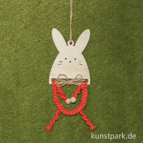 Artikelbild 2 des Artikels “Makramee-Anhänger, Holz, Natur, Hase, 8,7 x 6,5 x 0,4 cm “