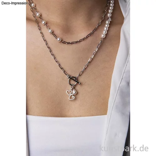 Artikelbild 2 des Artikels “Metall Charms Herzen, Silber, 11x16+10x18 mm, Ring 5 mm, 2 Stück “