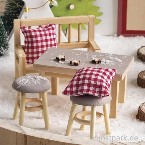 Artikelbild 2 des Artikels “Mini Holztisch mit 2 Hockern, Natur, 8 x 5 x 4,5 cm + 3,5 x 3,8 cm “