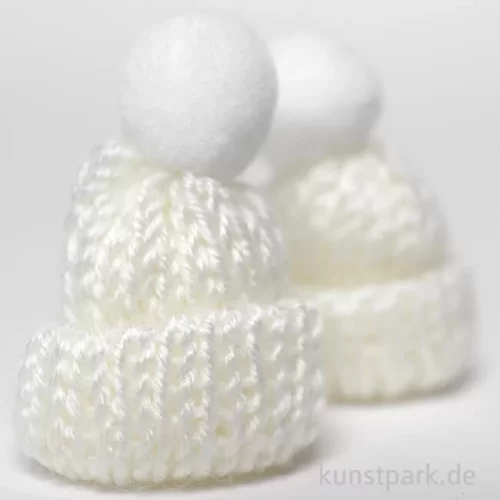 Artikelbild 2 des Artikels “Mini Strick-Mützen, Wollweiß, 4,5 cm, 2 Stück “