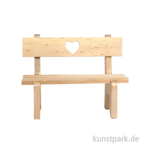 Artikelbild 2 des Artikels “Miniatur Holzbank mit Herz, Natur, 10 x 4,5 x 7,5 cm “
