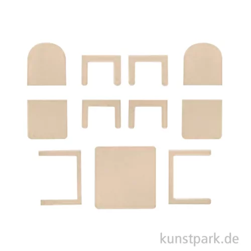 Artikelbild 2 des Artikels “Miniatur Holzbausatz - Esszimmer Set, Tisch + 2 Stühle, 9 x 8 cm “