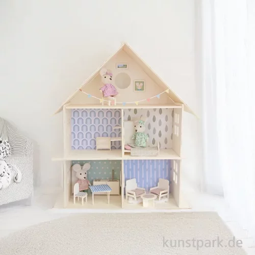 Artikelbild 2 des Artikels “Miniatur Holzbausatz - Puppenhaus, 59 x 50 x 20 cm “