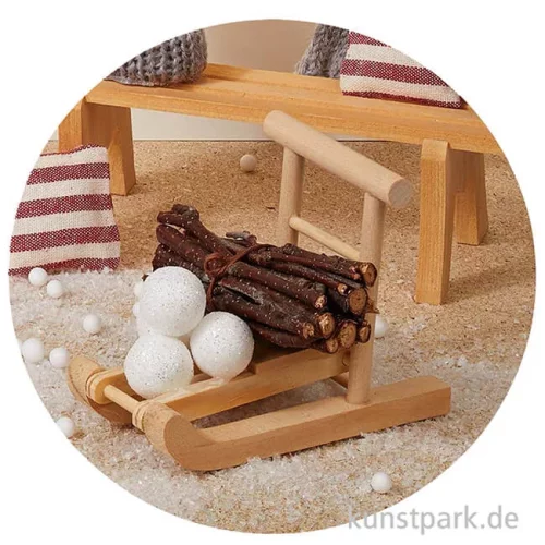 Artikelbild 2 des Artikels “Miniatur Schlitten, Holz, Natur, 8 x 5 x 6,6 cm “