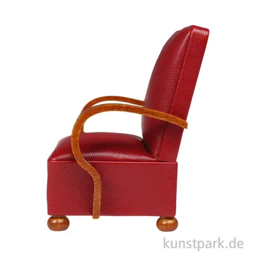 Artikelbild 2 des Artikels “Miniatur Sessel, Art Deco, Nussbaum-Leder Rot, 7 x 6 x 9,5 cm “