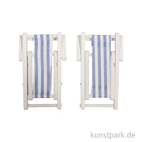 Artikelbild 2 des Artikels “Miniatur Sonnenliegen, Holz, Blau Weiß, 9 x 5,5 cm, 2 Stück “
