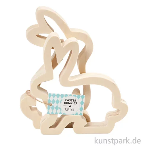 Artikelbild 2 des Artikels “Osterhasen aus Holz, Größe 14x13 cm, 2 Stück sortiert “
