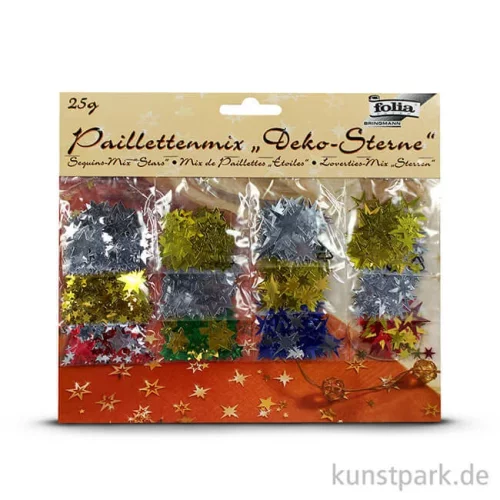 Artikelbild 2 des Artikels “Paillettenmix Deko-Sterne, 25g - farbig sortiert “