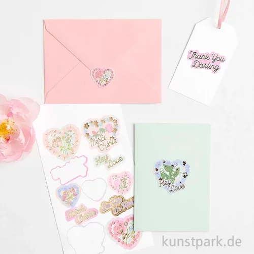 Artikelbild 2 des Artikels “Papiersticker - La Vie en Rose, 3 Bögen, 33 Aufkleber “