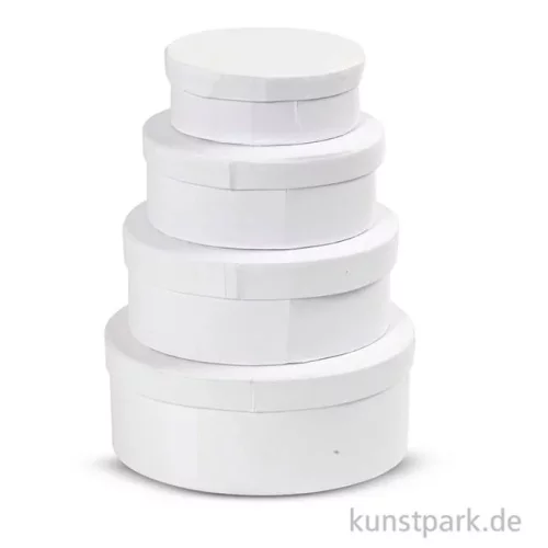 Artikelbild 2 des Artikels “Pappschachtel-Set - oval, weißer Karton, handgearbeitet, 4 Stück “