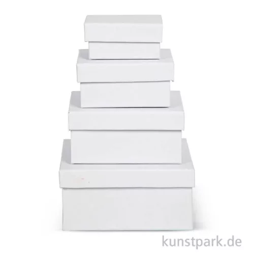 Artikelbild 2 des Artikels “Pappschachtel-Set - Rechteckig, weißer Karton, handgearbeitet, 4 Stück “