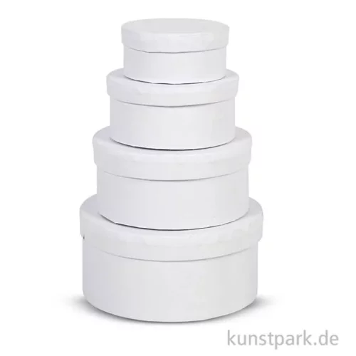Artikelbild 2 des Artikels “Pappschachtel-Set - rund, weißer Karton, handgearbeitet, 4 Stück “