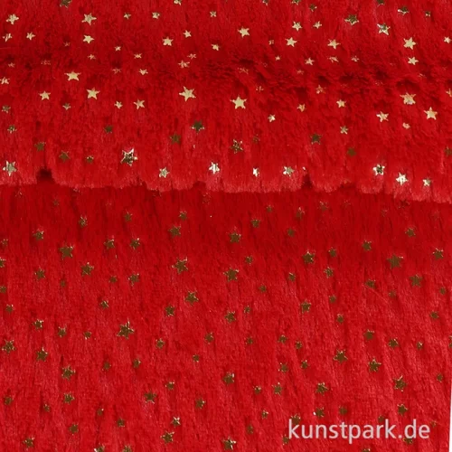 Artikelbild 2 des Artikels “Plüschstoff mit Sternen - Rot, 30 x 40 cm “