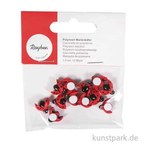 Artikelbild 2 des Artikels “Deko Marienkäfer, 1,5 cm, 12 Stück mit Klebepunkt “