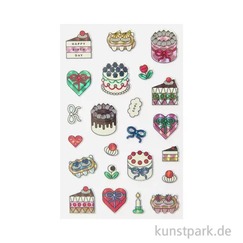 Artikelbild 2 des Artikels “Puffy Sticker - Eye Candy, Torten, Happy Birthday, 1 Bogen “