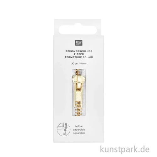 Artikelbild 2 des Artikels “Reißverschluss, Metall, Gold, Offwhite, 5 mm, 30 cm “