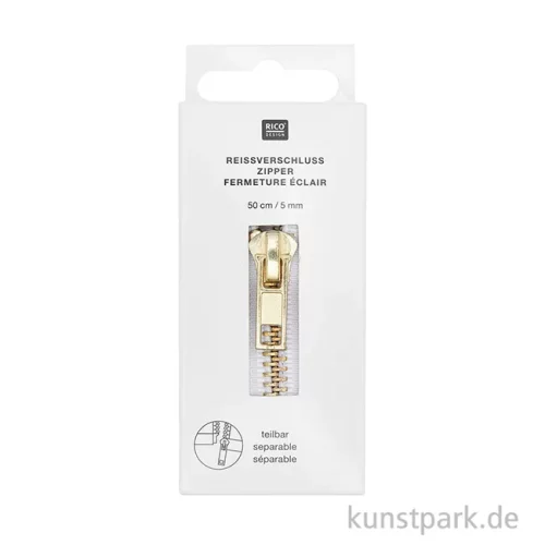 Artikelbild 2 des Artikels “Reißverschluss, Metall, Gold, Offwhite, 5 mm, 50 cm “