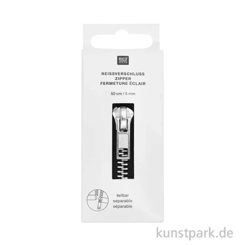 Artikelbild 2 des Artikels “Reißverschluss, Metall, Silber, Schwarz, 5 mm, 50 cm “