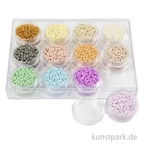 Artikelbild 2 des Artikels “Rocailles Perlen Set - Pastellfarben, 3 mm, 12 x 17g “