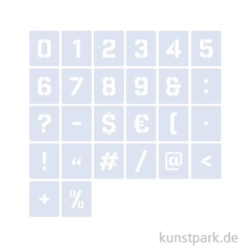 Artikelbild 2 des Artikels “Schablonen - Zahlen + Sonderzeichen Set mit 26 Motiven, Höhe je 5 cm “