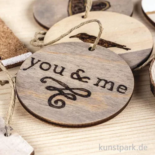 Artikelbild 2 des Artikels “Scheibe aus Holz mit Aufhänger - 6 Stück “
