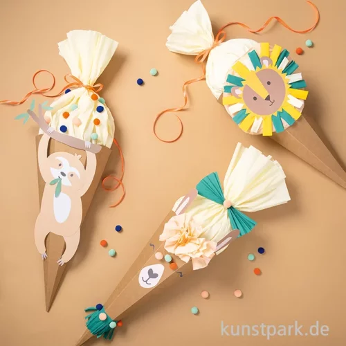 Artikelbild 2 des Artikels “Schultüten Bastelset - SAFARI SCHOOL, Lama / Löwe / Faultier “