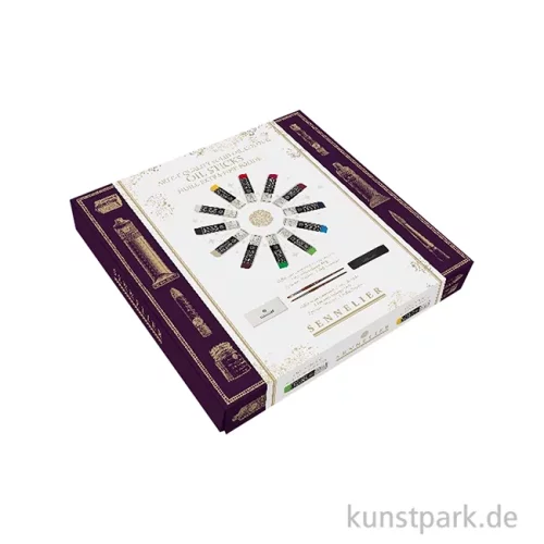 Artikelbild 2 des Artikels “Sennelier Geschenkbox mit 12 Mini Ölsticks, Papier + Pinseln “