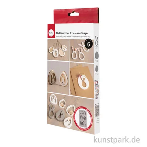 Artikelbild 2 des Artikels “Silikon Gießform - Eier + Hasen Anhänger, 14,5 x 26 x 1,5 cm “