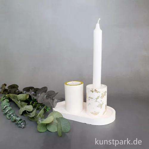 Artikelbild 2 des Artikels “Silikon Gießform - Kerzenhalter für Teelichter + Stabkerzen, ø52x71mm “